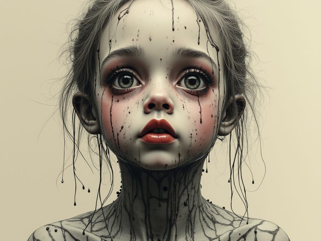 Inside-Out Photoillustration Driping Cartonería Doll