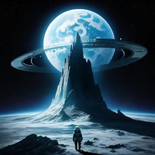 Lonely Astronaut and Forgotten Spaceship in Cosmos