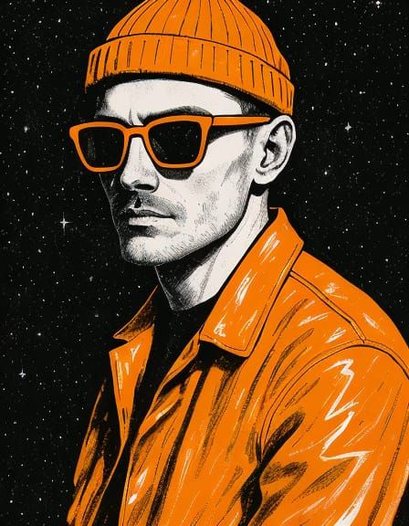 Man in Orange Sunglasses: Urban Art Portrait