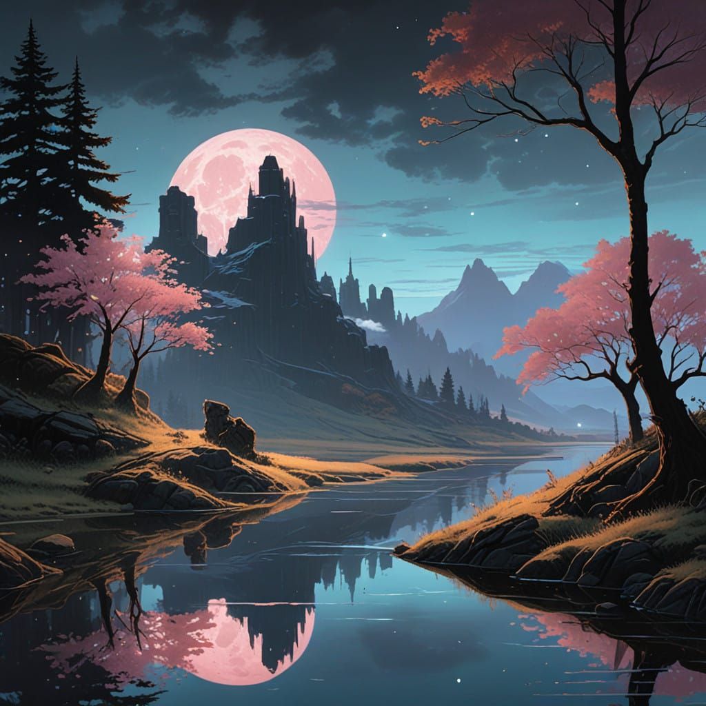 Celestial Landscapes with Iridescent Islands