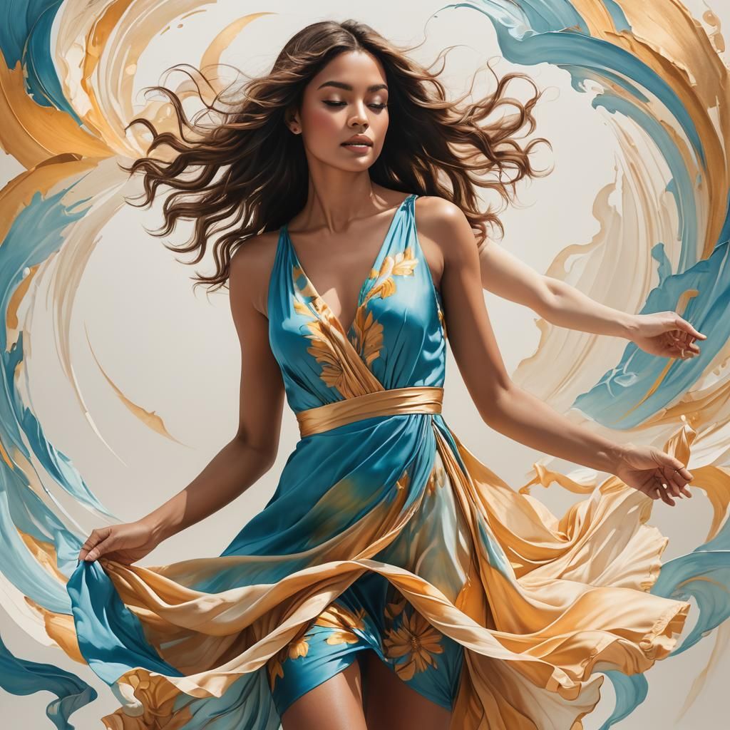 Radiant Woman in Sundress, Digital Painting
