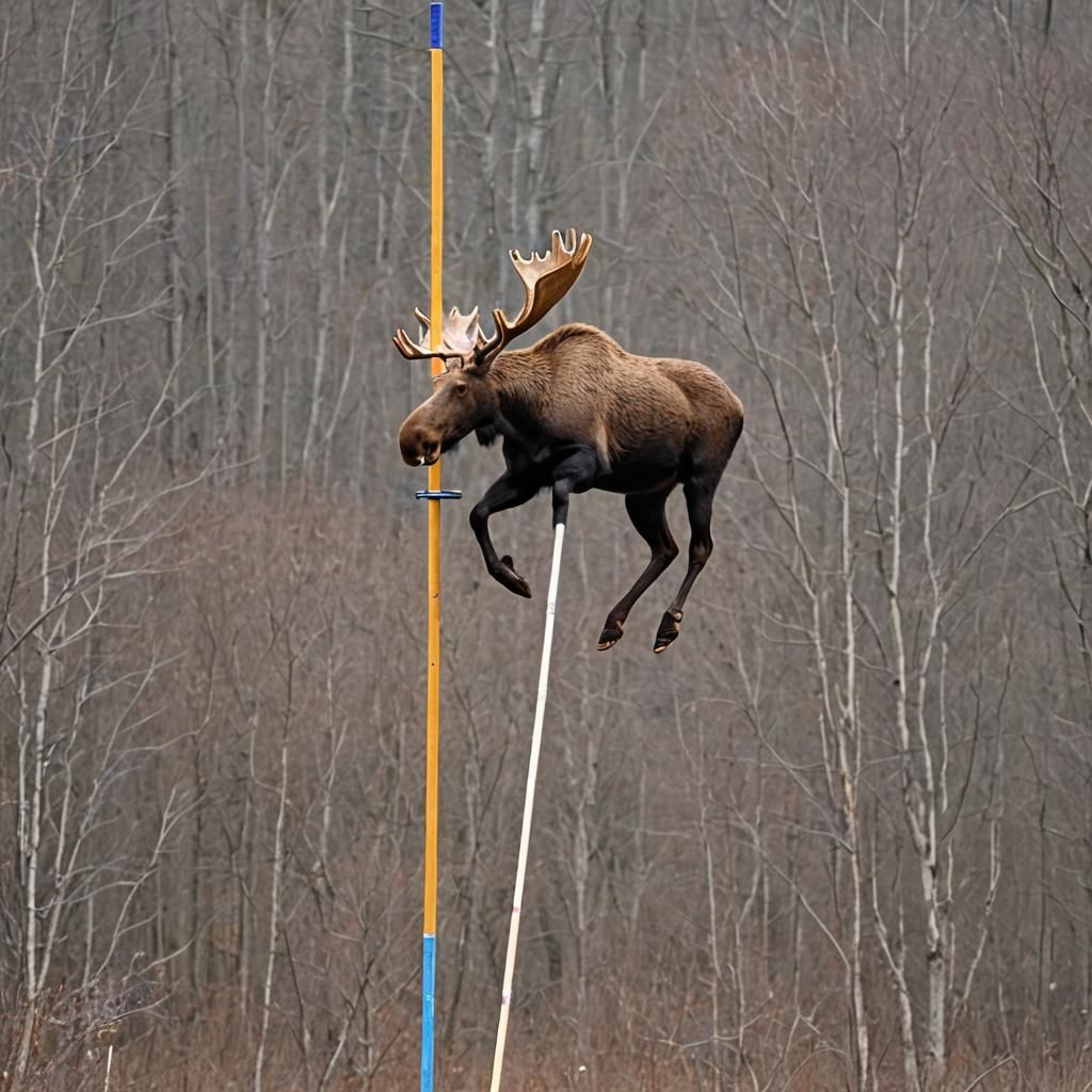 Moose Pole Vaulting in Action