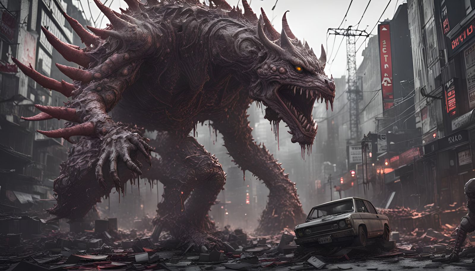 Kaiju Devastation in Gorepunk Style