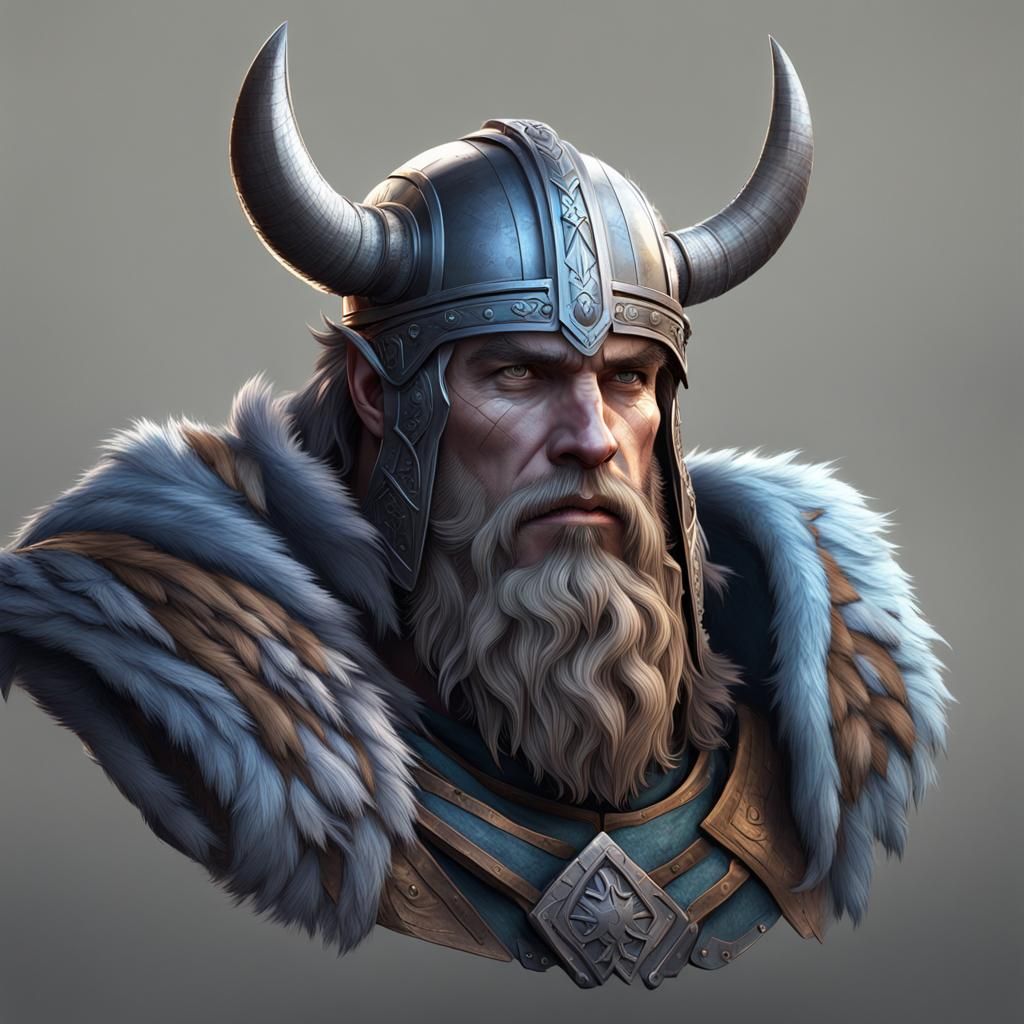 Viking Warrior Portrait in Comics Style