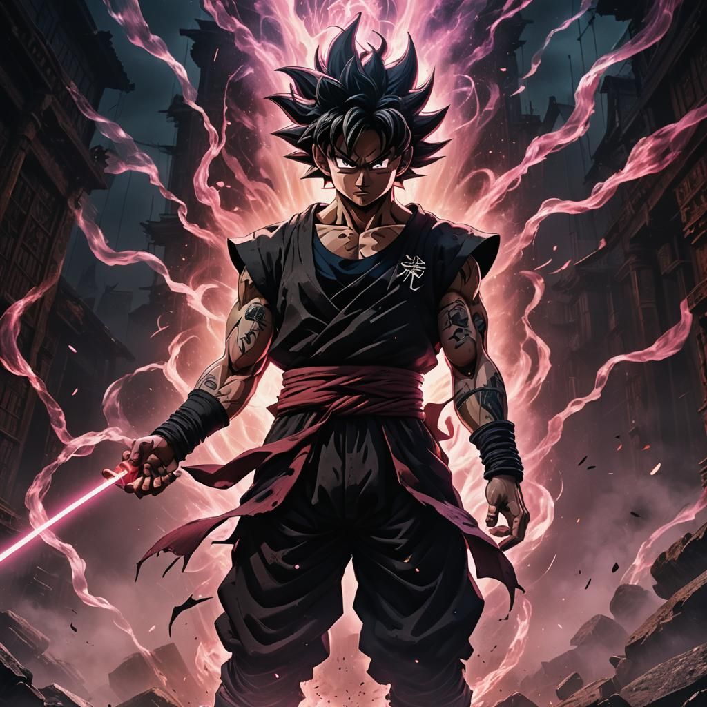 Goku Black in Rembrandt-Inspired Anime Style
