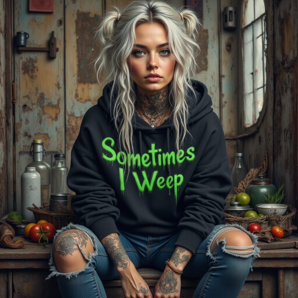 Woman with Piercings and Tattoos in Bohemian Style