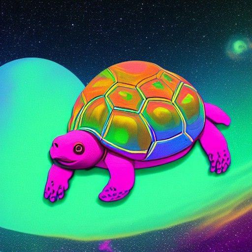 Cosmic Turtle Mountain: Holographic Astral Illustration