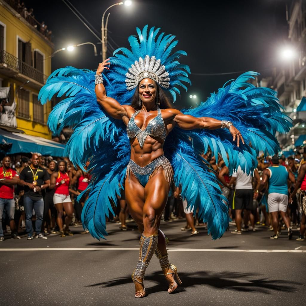 Muscular Baianas Dancer at Rio Carnival