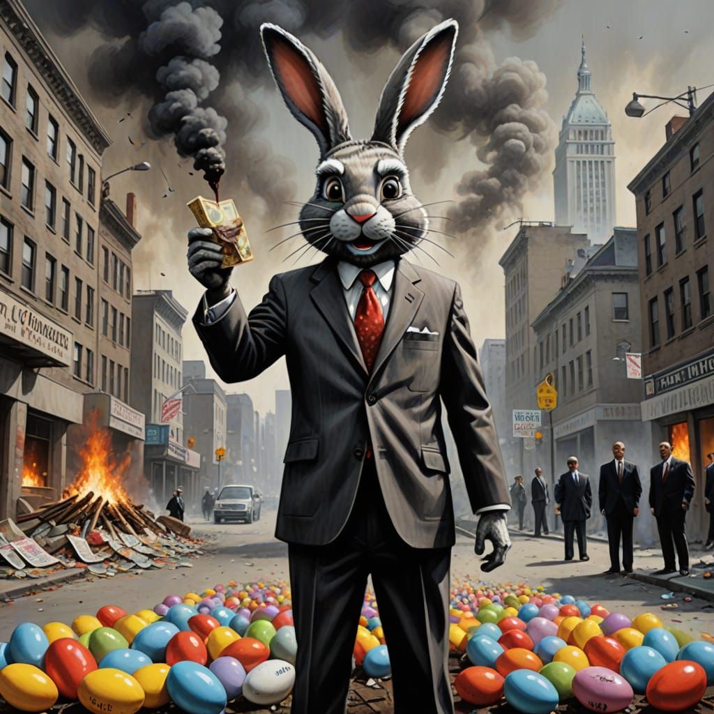 Surreal Easter Bunny Hands Out Money in Banksy-Style Street ...
