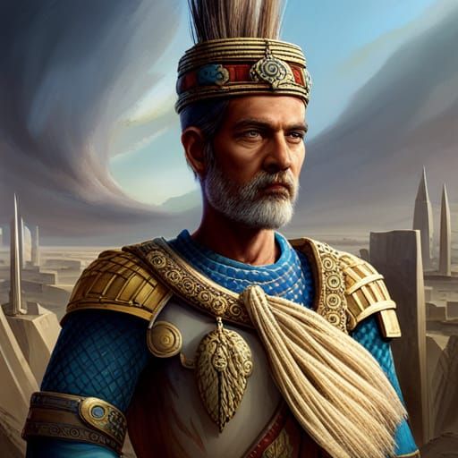 Babylonian Army Officer in Detailed Matte Painting Style