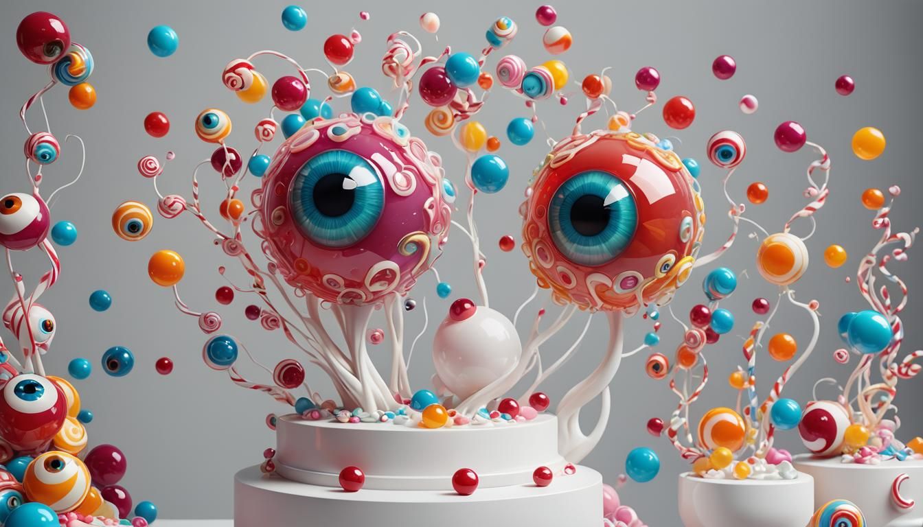 Jelly Eyeball Sculpture in Candy Art Style