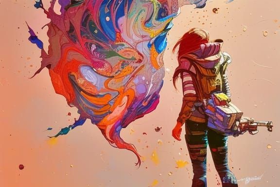 Princess in Space: Hyperdetailed Gouache Illustration