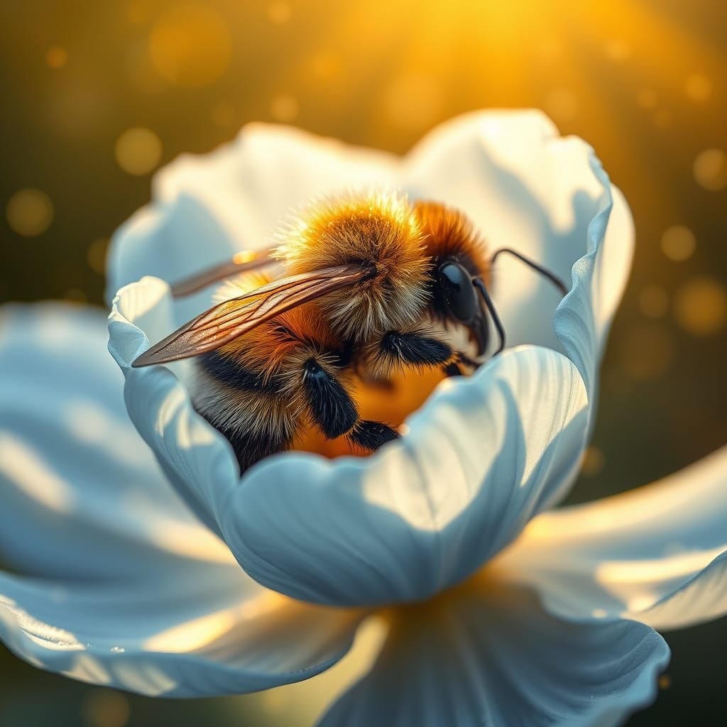 Peaceful Bumble Bee in Vibrant Floral Bloom