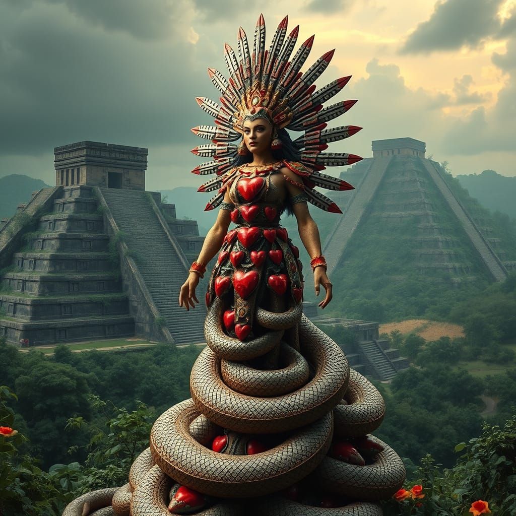 Majestic Aztec Goddess Coatlicue Embodies Creation and Destr...