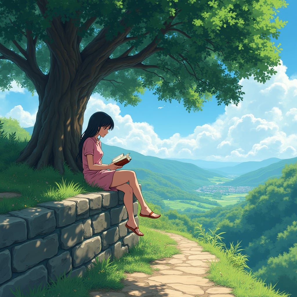 Surreal Anime Goddess Reads by Hillside Oak