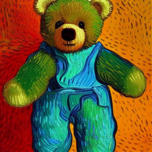 Teddy Bear Portrait in Expressionist Style