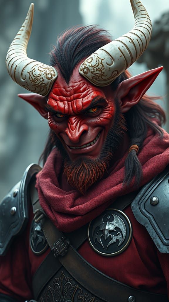 Red Thiefling Portrait in Photorealistic Cinematic Style