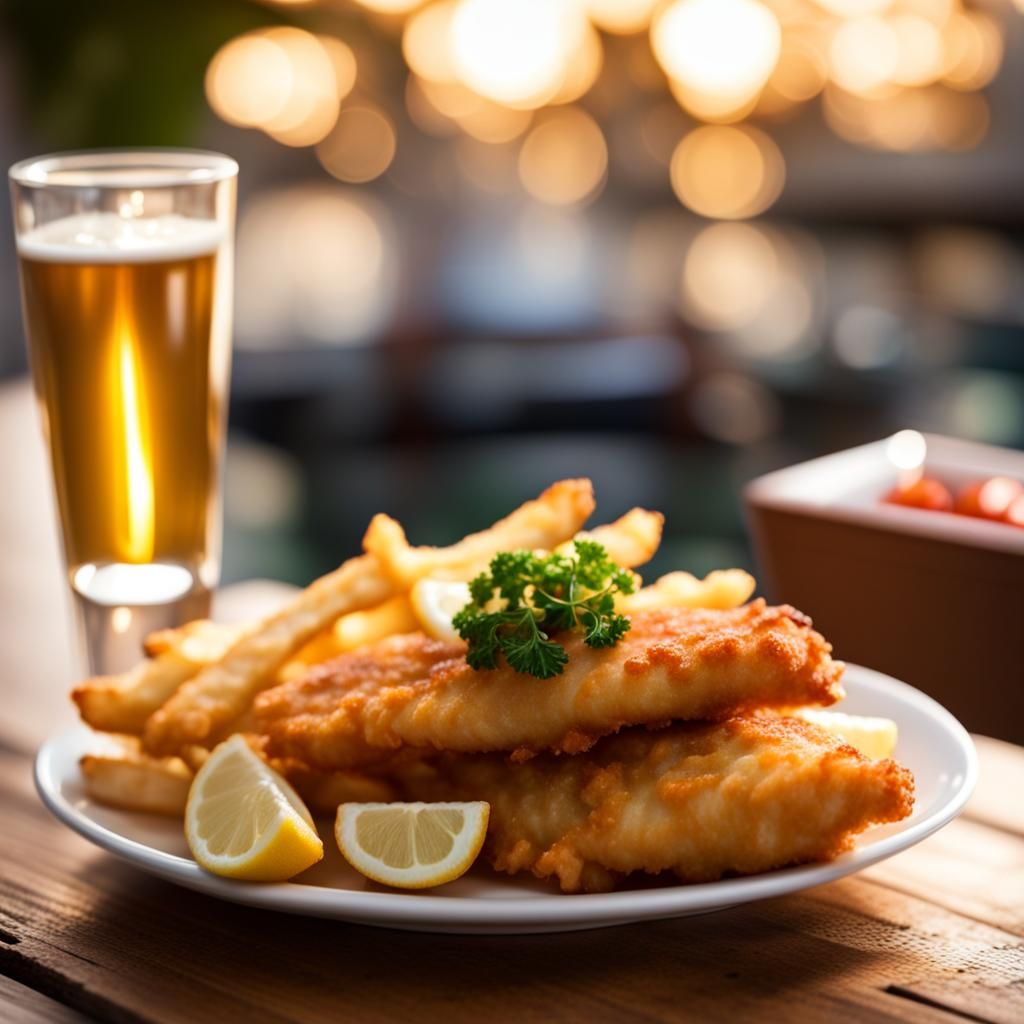 Classic Fish and Chips, Professional Photography Style