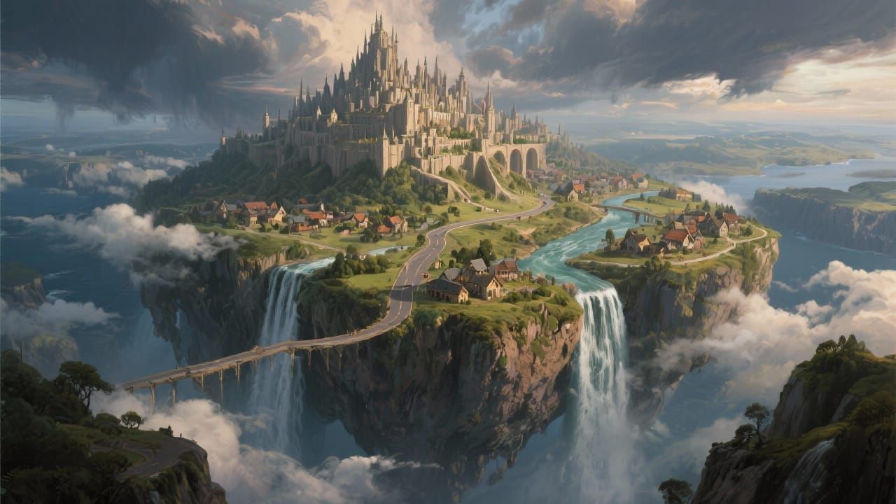 Magnificent Floating Island City in Detailed 3D Fantasy Art