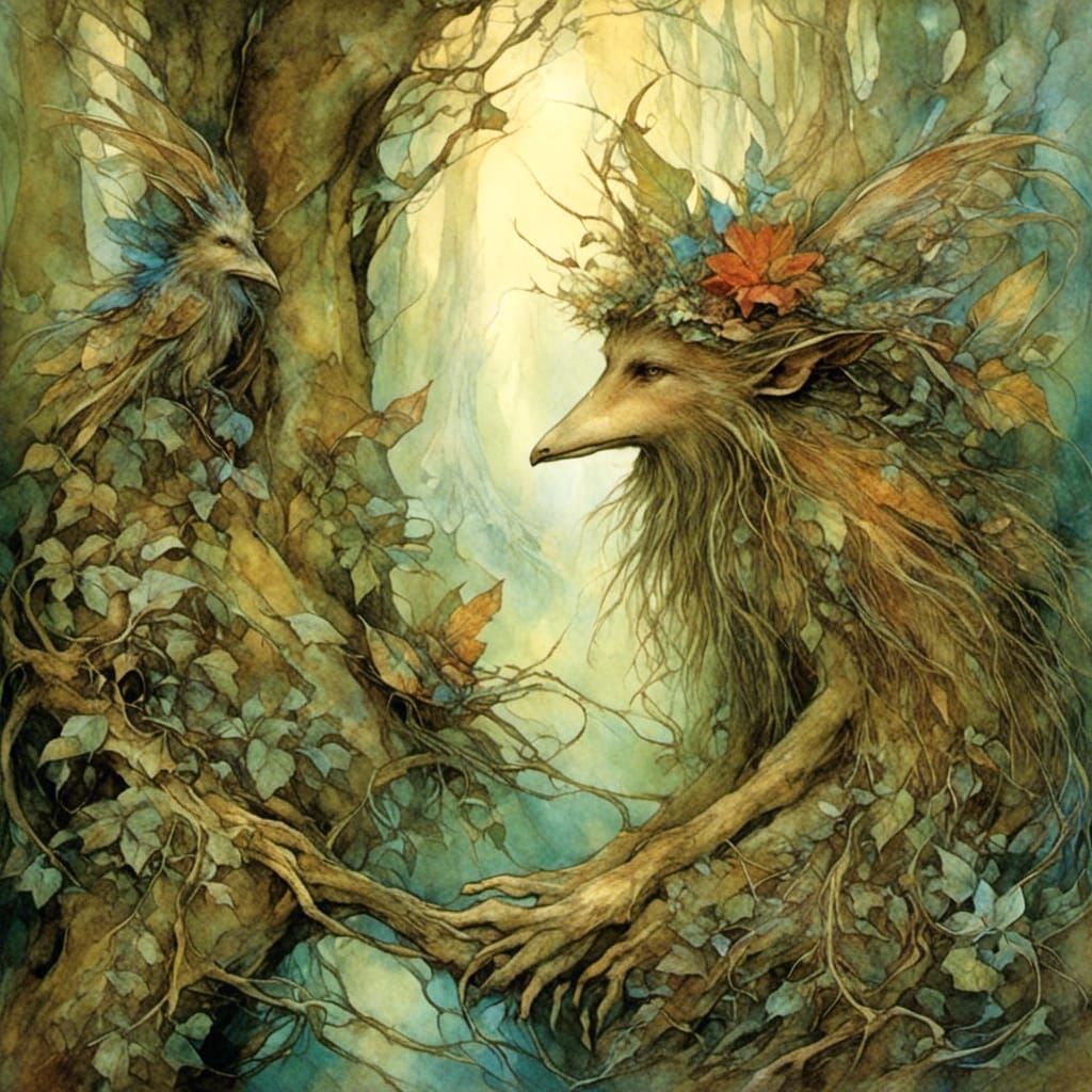 Enchanted Forest Spirit in Slavic Folklore Style