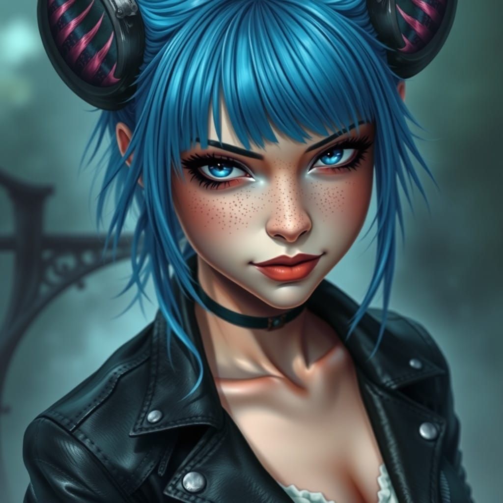 Ethereal Fantasy Female with Cyberpunk Flair