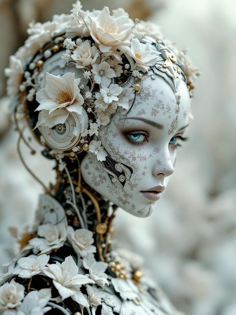 Steampunk Android in Willow Pattern as Digital Art