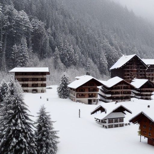 Winter Storm in Bavarian Alps Mountain Village
