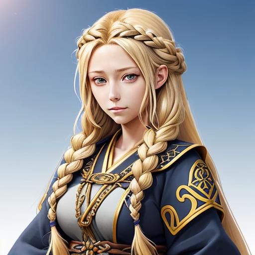 Anime Style Kalashtar Druid with Braided Hair