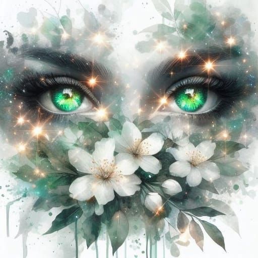 Watercolor Eyes Shine Bright with Celestial Blooms in Monoch...