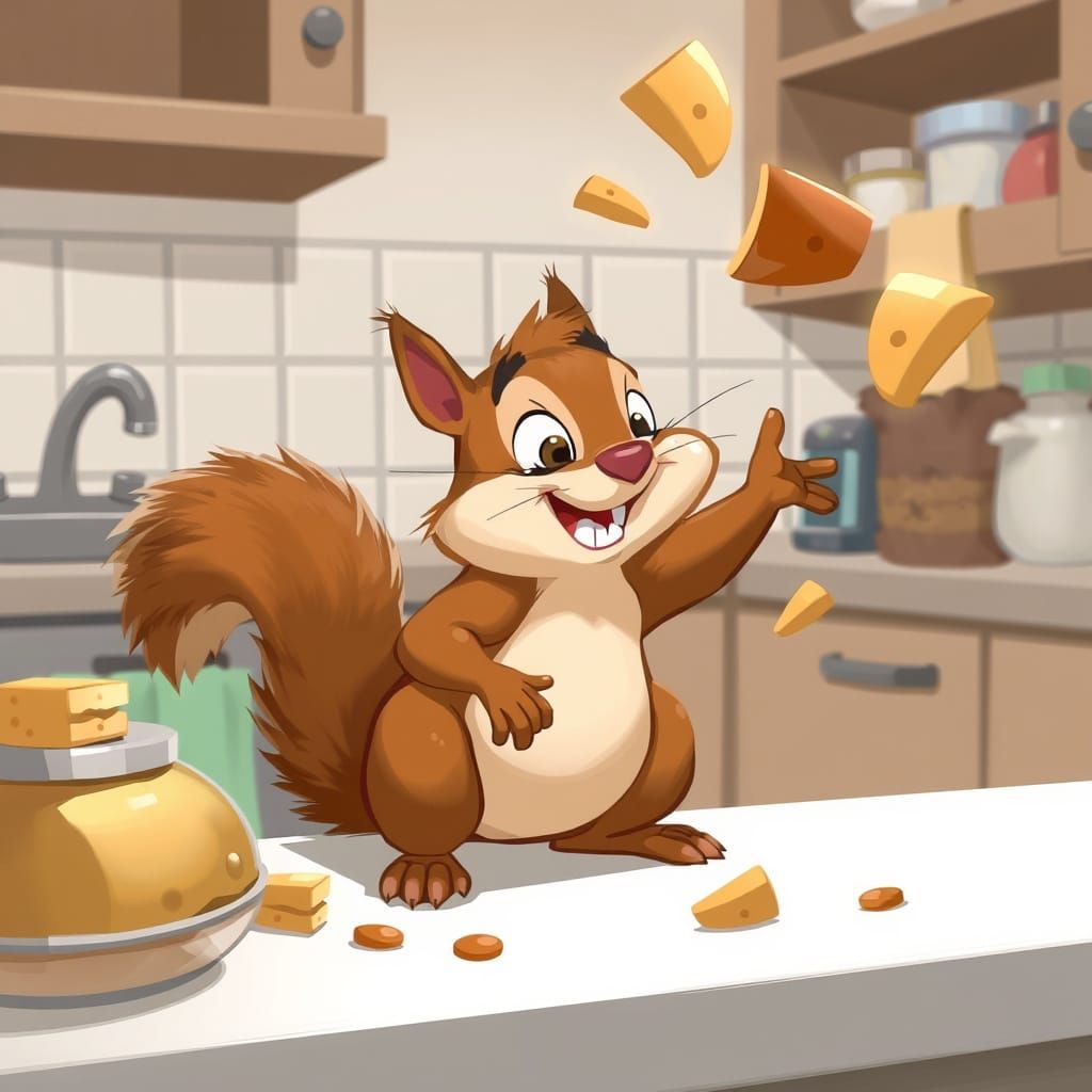 Mischievous Squirrel's Kitchen Antics: Concept Art