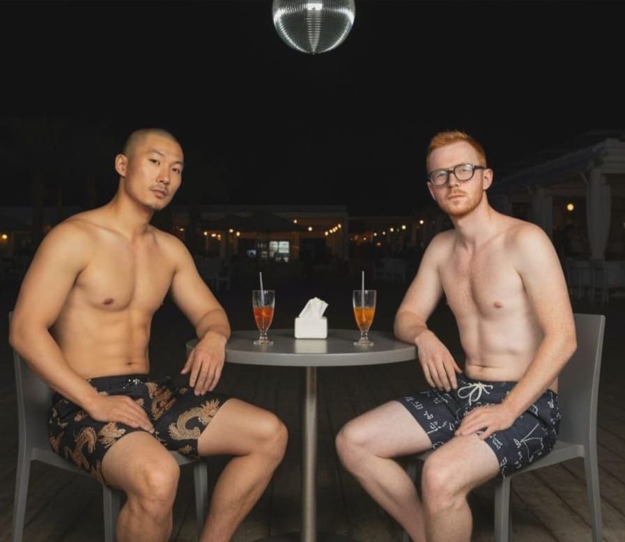 Mediterranean Beach Bar Scene in Pre-Raphaelite Style