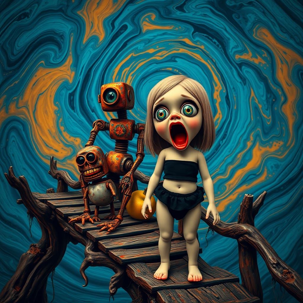 Goth Dolly Girl's Silent Scream: A Maximalist Vision