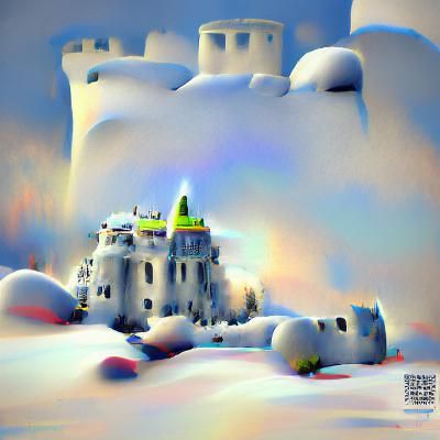 Lonely Winter Castle in Snow: 8K Detailed Painting