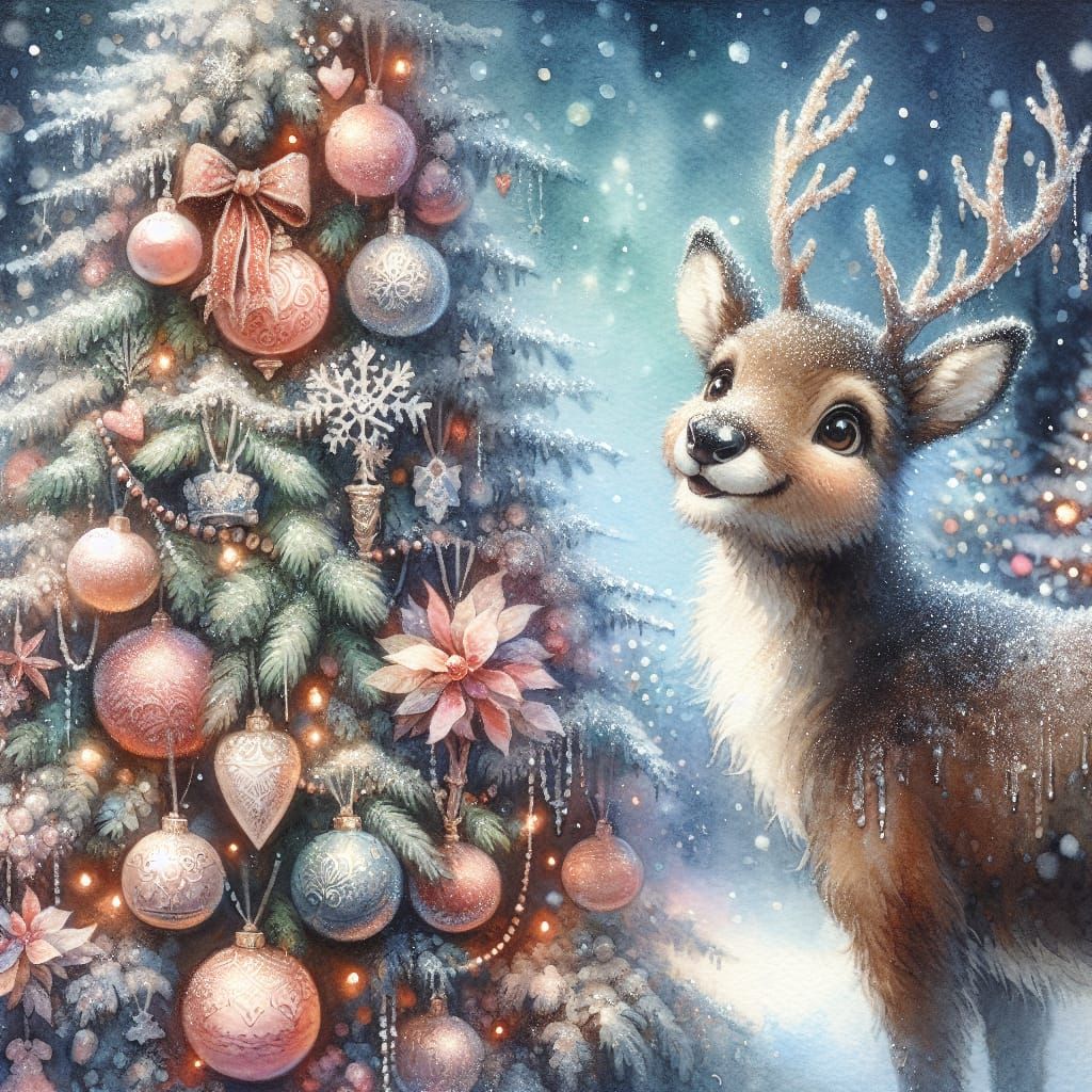 Jubilant Reindeer Photobombs Magical Christmas Tree in Water...