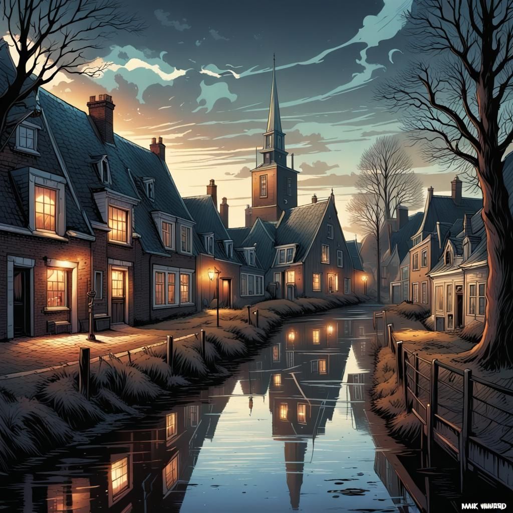 Venray, Netherlands in Comic Book Art Style