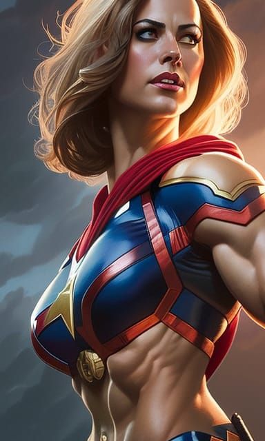 Heroic Miss Marvel Portrait in Digital Painting Style