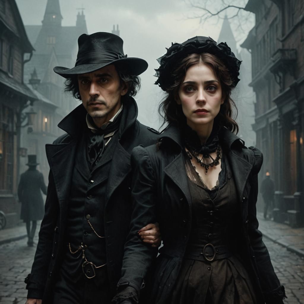 Eerie Stroll Through Gothic Town in Dark Academia Style