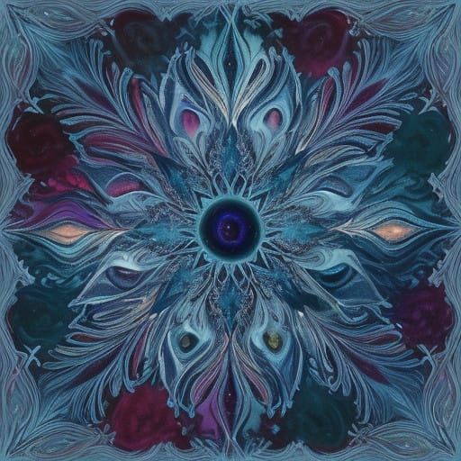 Ethereal Winter Landscape in Iridescent Hues