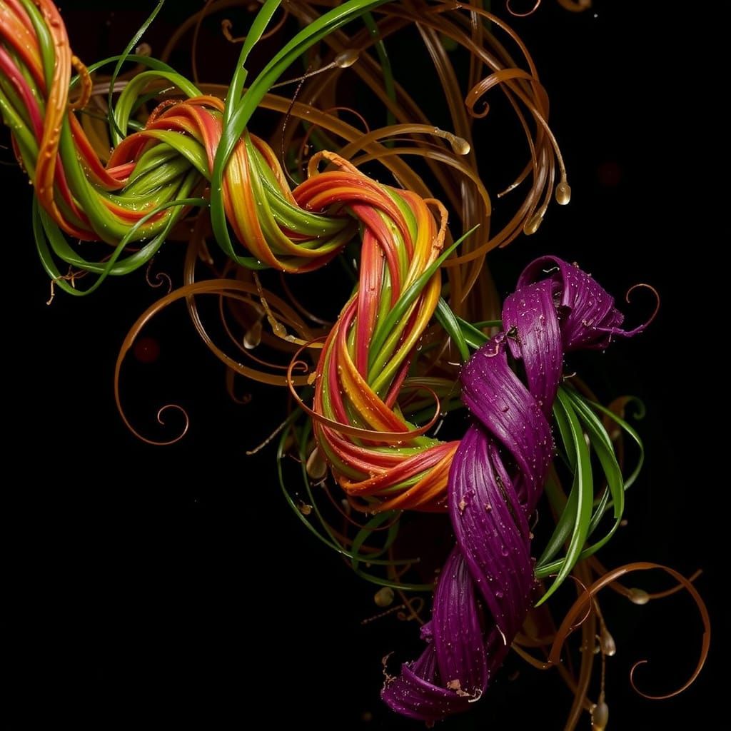 Abstract Swirling Forms in Intense Red Hues