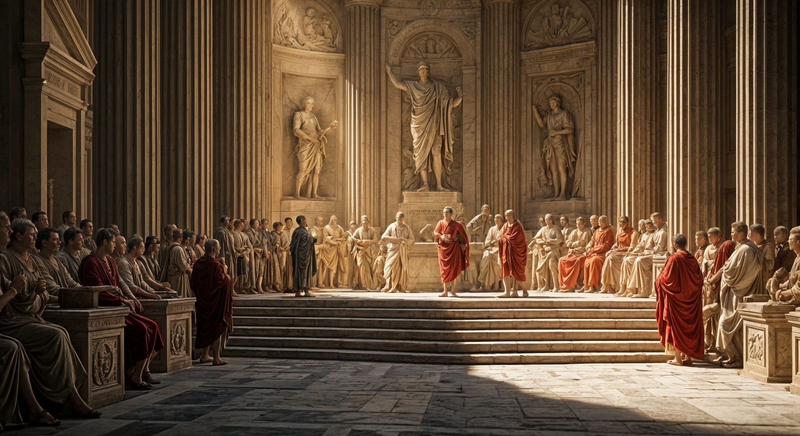 Ancient Roman Senate Gathering in Marble Splendor