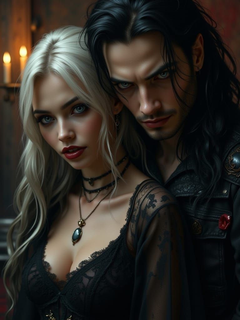 Vampire Couple in Eerie Mansion