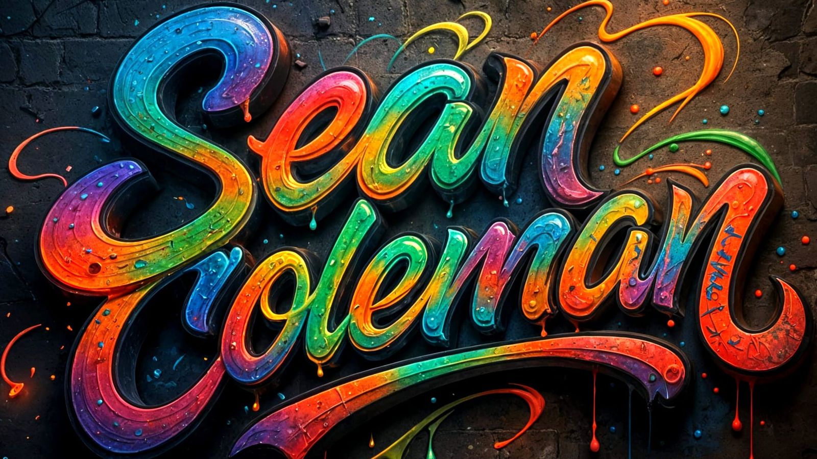 Vibrant 3D Graffiti Typography of "Sean Coleman"