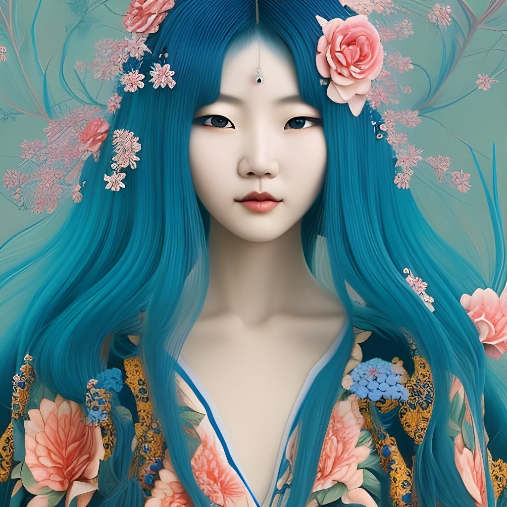 Japanese Girl Portrait in Detailed Digital Art Style