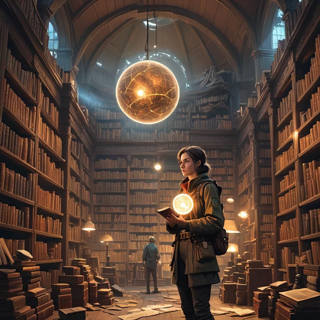 Memory Scavenger in Mystical Library: Matte Painting