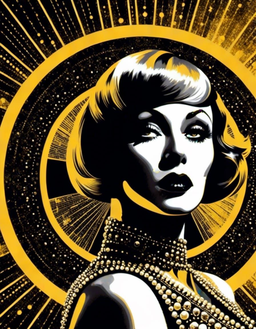 Art Deco Matrix: Black, White, and Gold Geometric Design
