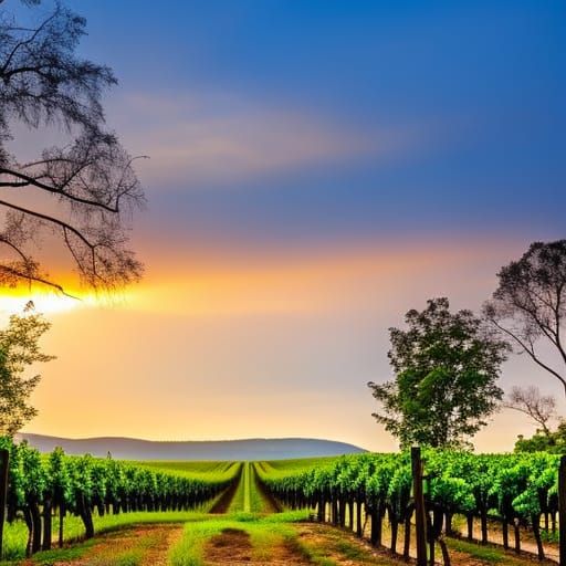 Picturesque Wine Vineyard in Natural Light