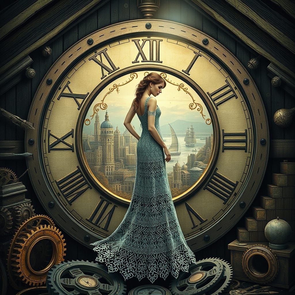 A multi-level knolling composition of a surreal microcosm in...