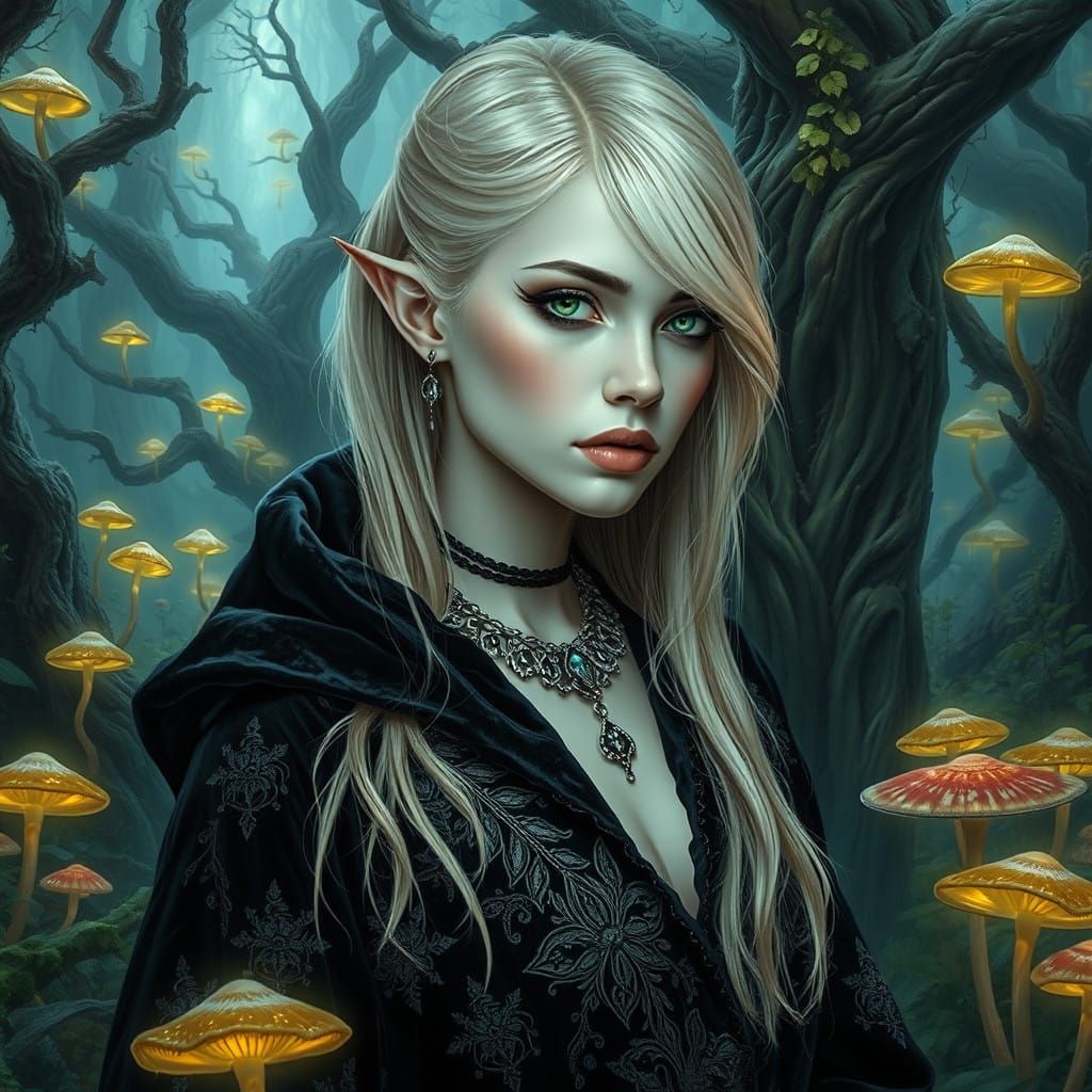 Gothic Forest Sorceress in Hyperrealistic Art Style