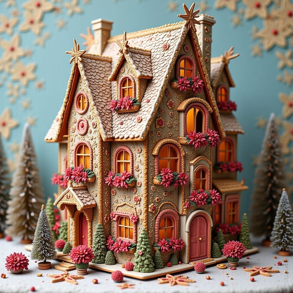 Whimsical Gingerbread House in a Gothic Fairy-Tale Setting