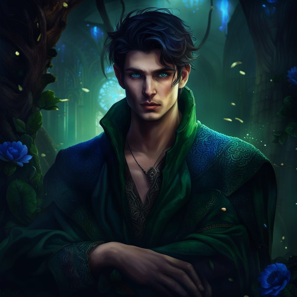 Handsome Fae Prince in a Club, Fantasy Concept Art
